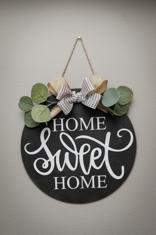 "Home Sweet Home" Painted Wood Welcome Sign