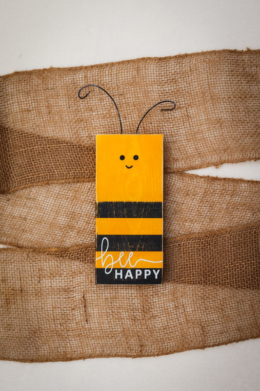 "Bee Happy" Wooden Shelf Decor