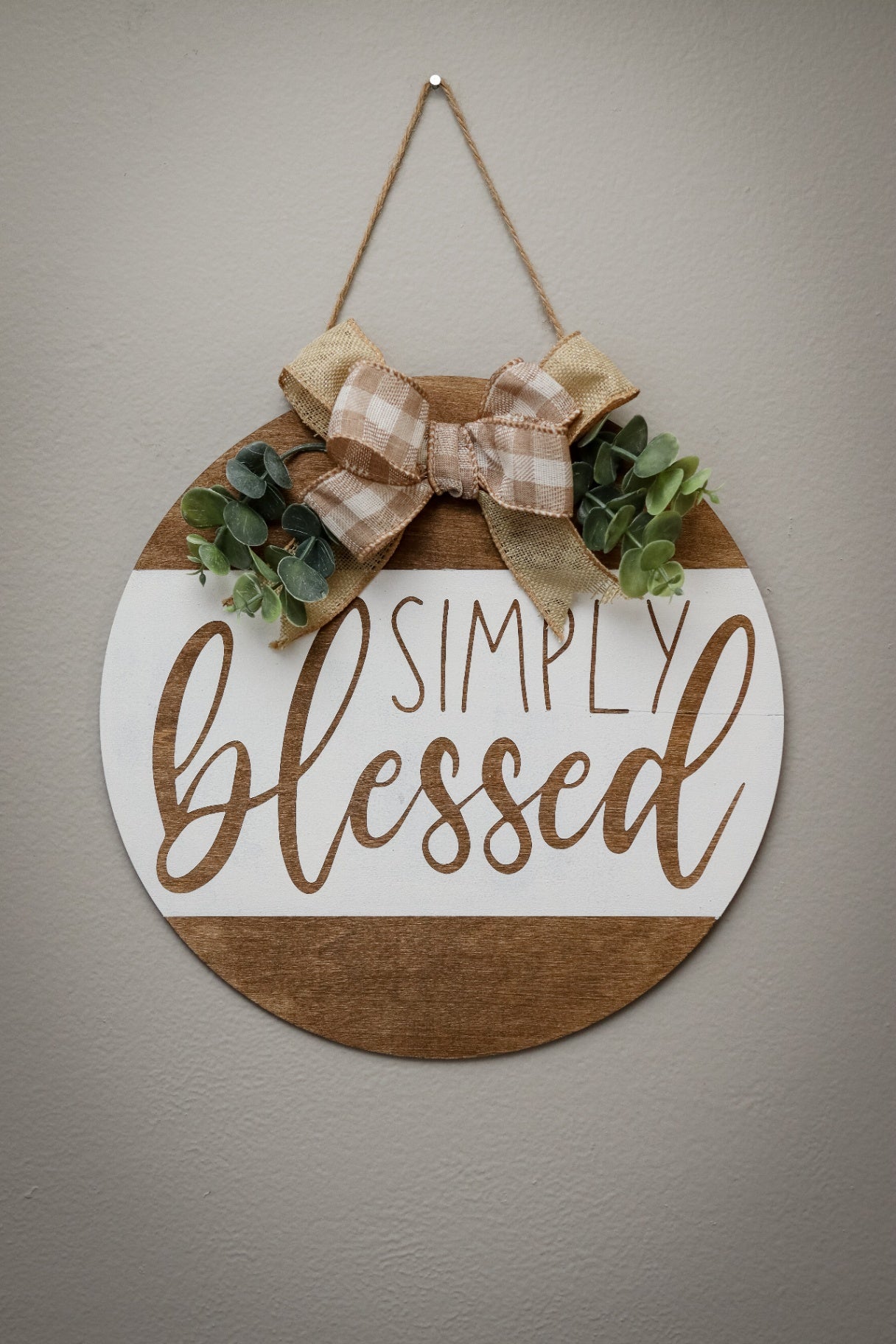 "Simply Blessed" Painted Wood Welcome Sign