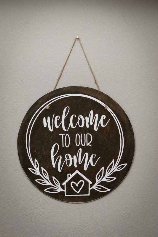 "Welcome to our Home" Painted Wood Sign