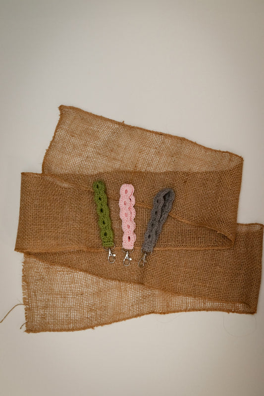 Pink Crochet Keychain