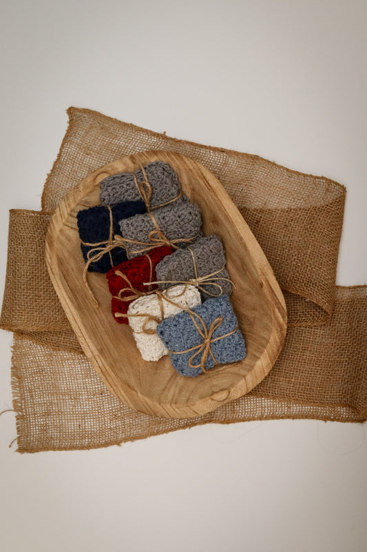 05 - Heathered Blue Crochet Cotton Dish Cloth