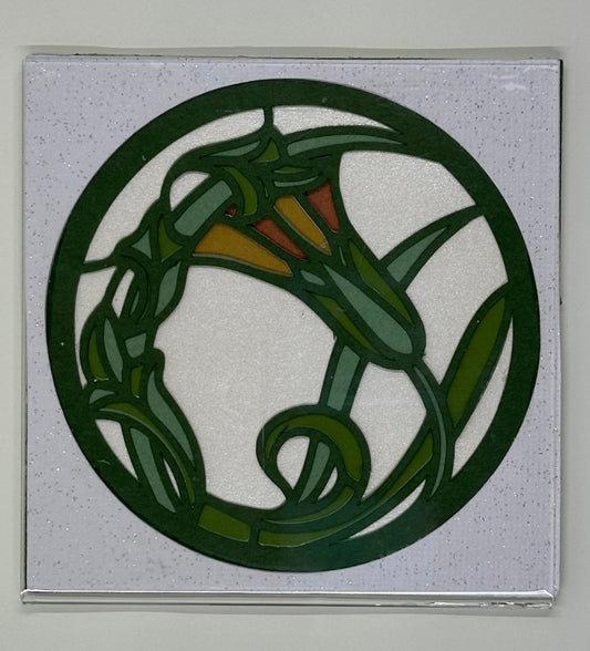 Stained Glass Inspired Layered Paper Floral Lily Magnet