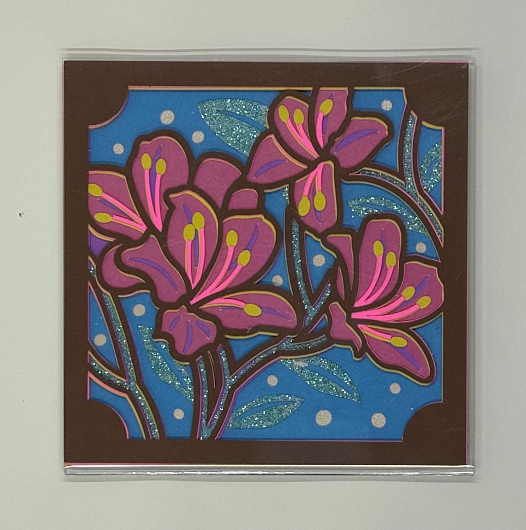 Pink Floral Layered Paper Magnet