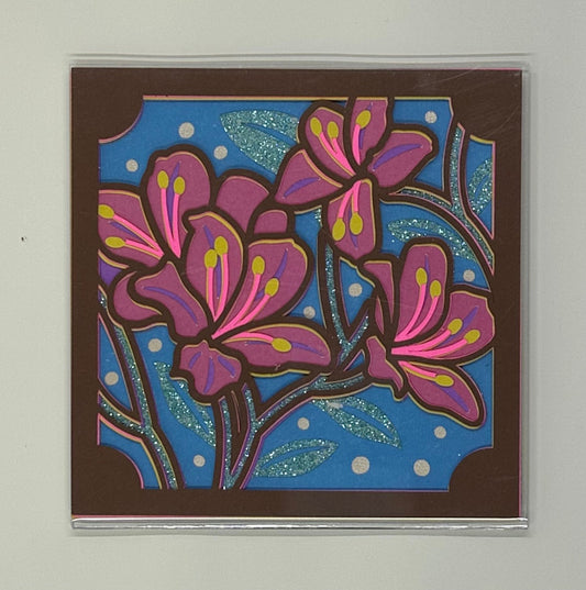 Pink Floral Layered Paper Magnet