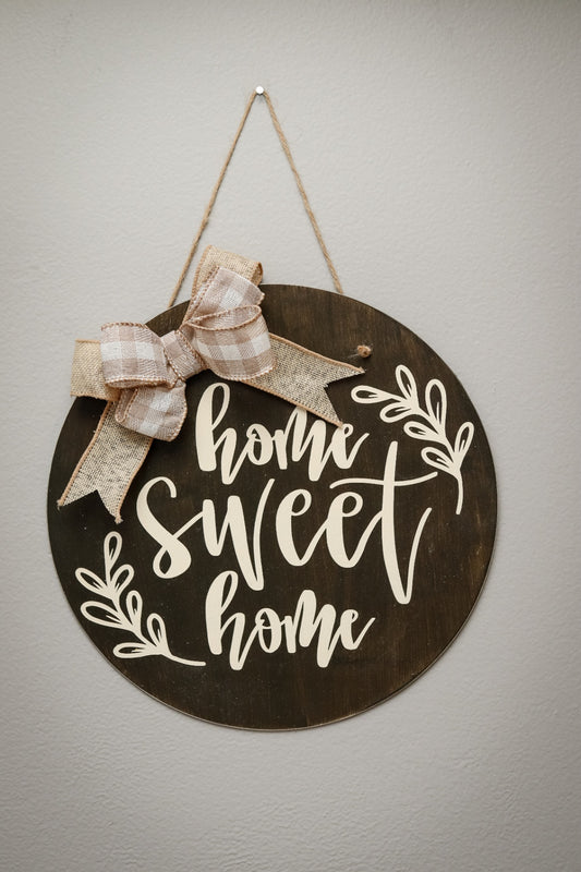 "Home Sweet Home" Painted Wood Welcome Sign