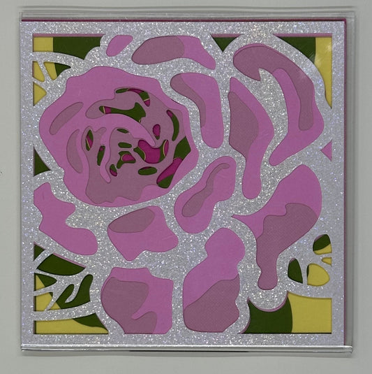 Pink Rose Layered Paper Magnet