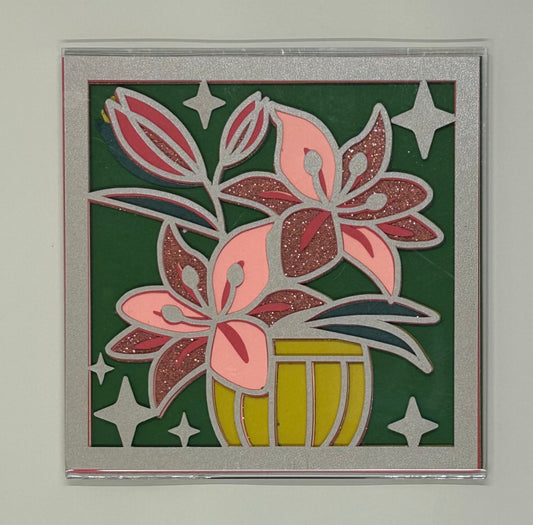 Stained Glass Inspired Layered Paper Flower Pot Magnet