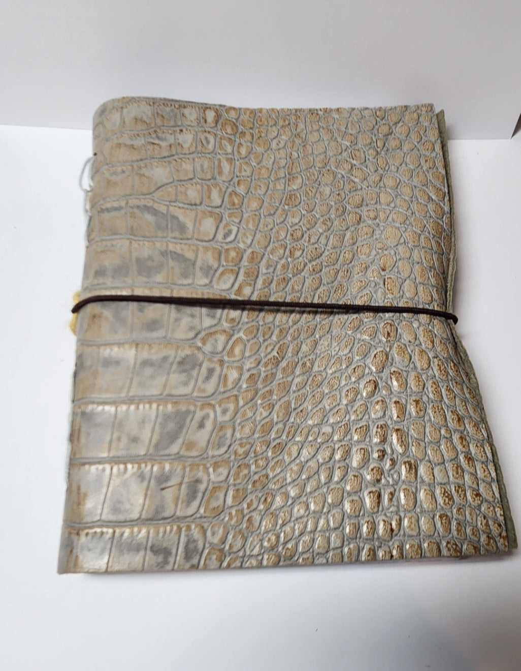 Gray & Brown Alligator Embossed Leather Journal