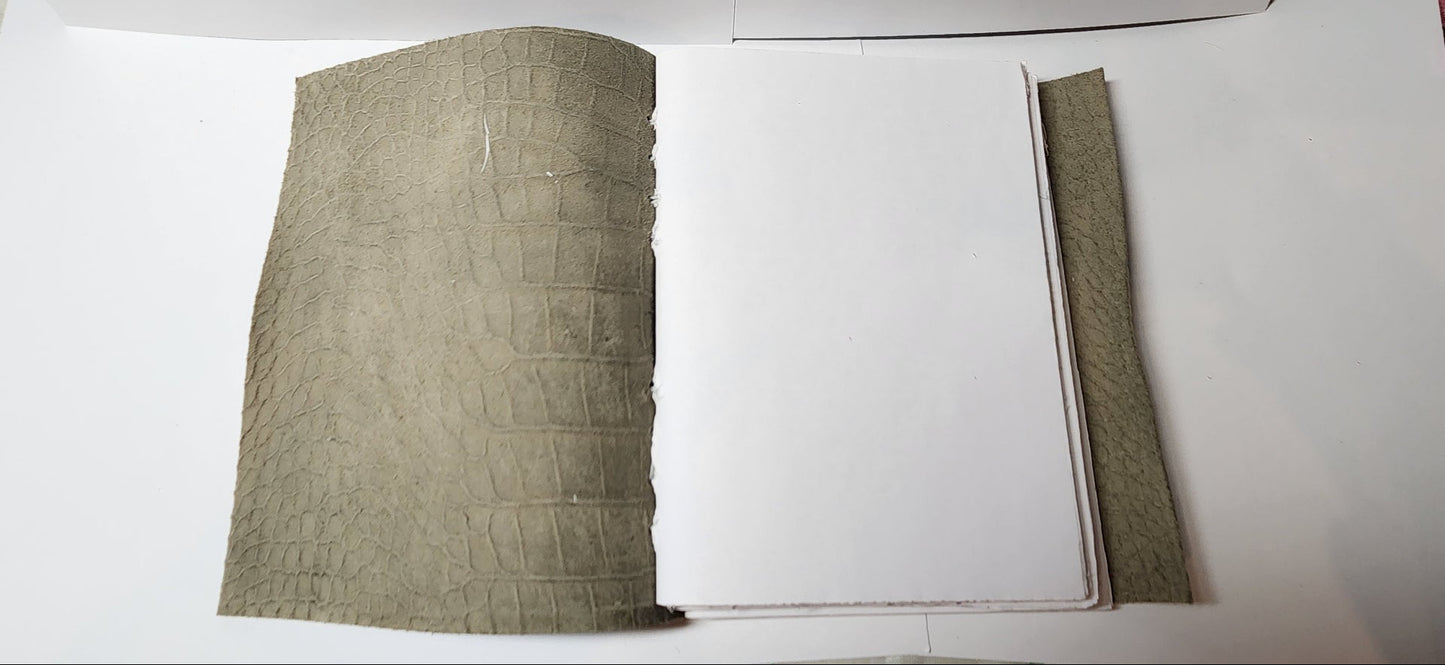 Gray & Brown Alligator Embossed Leather Journal