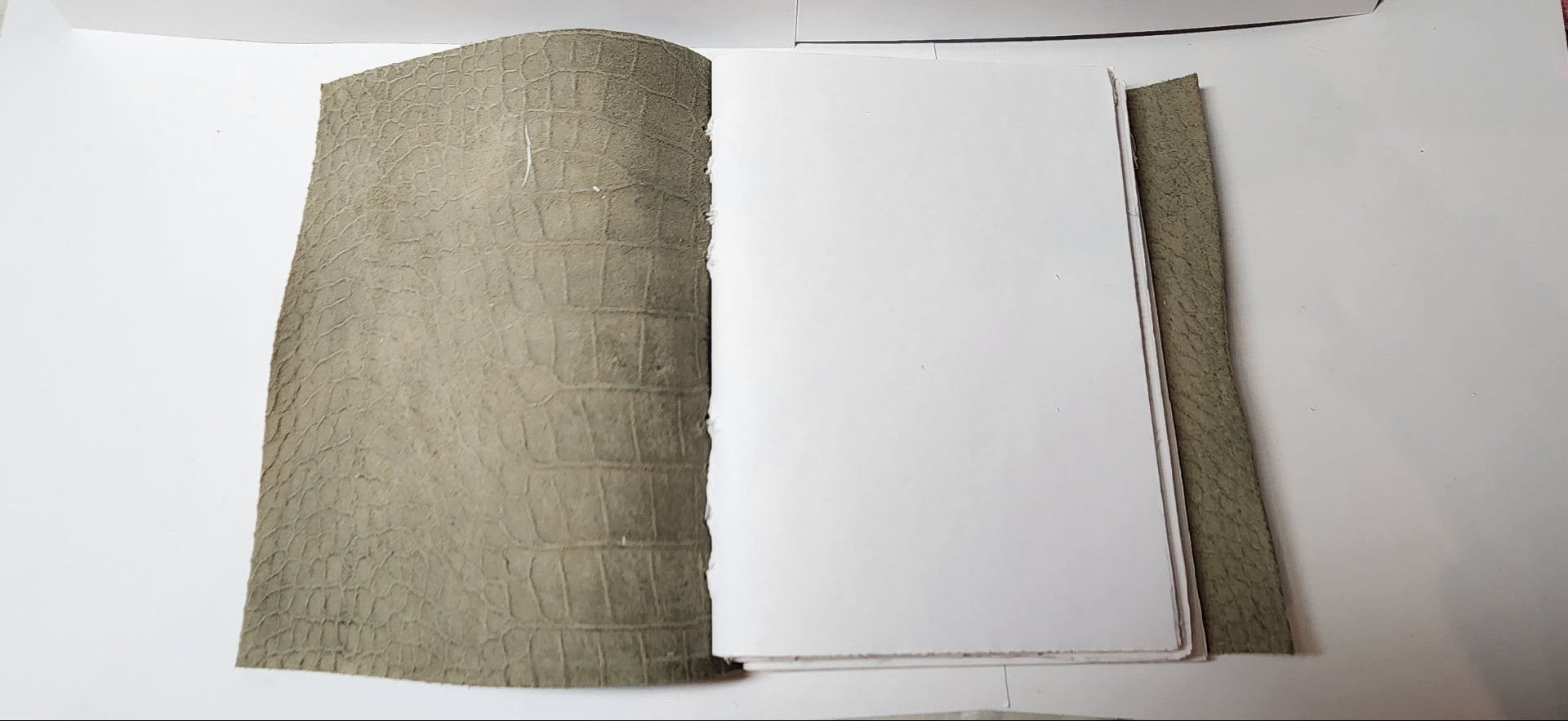 Gray & Brown Alligator Embossed Leather Journal