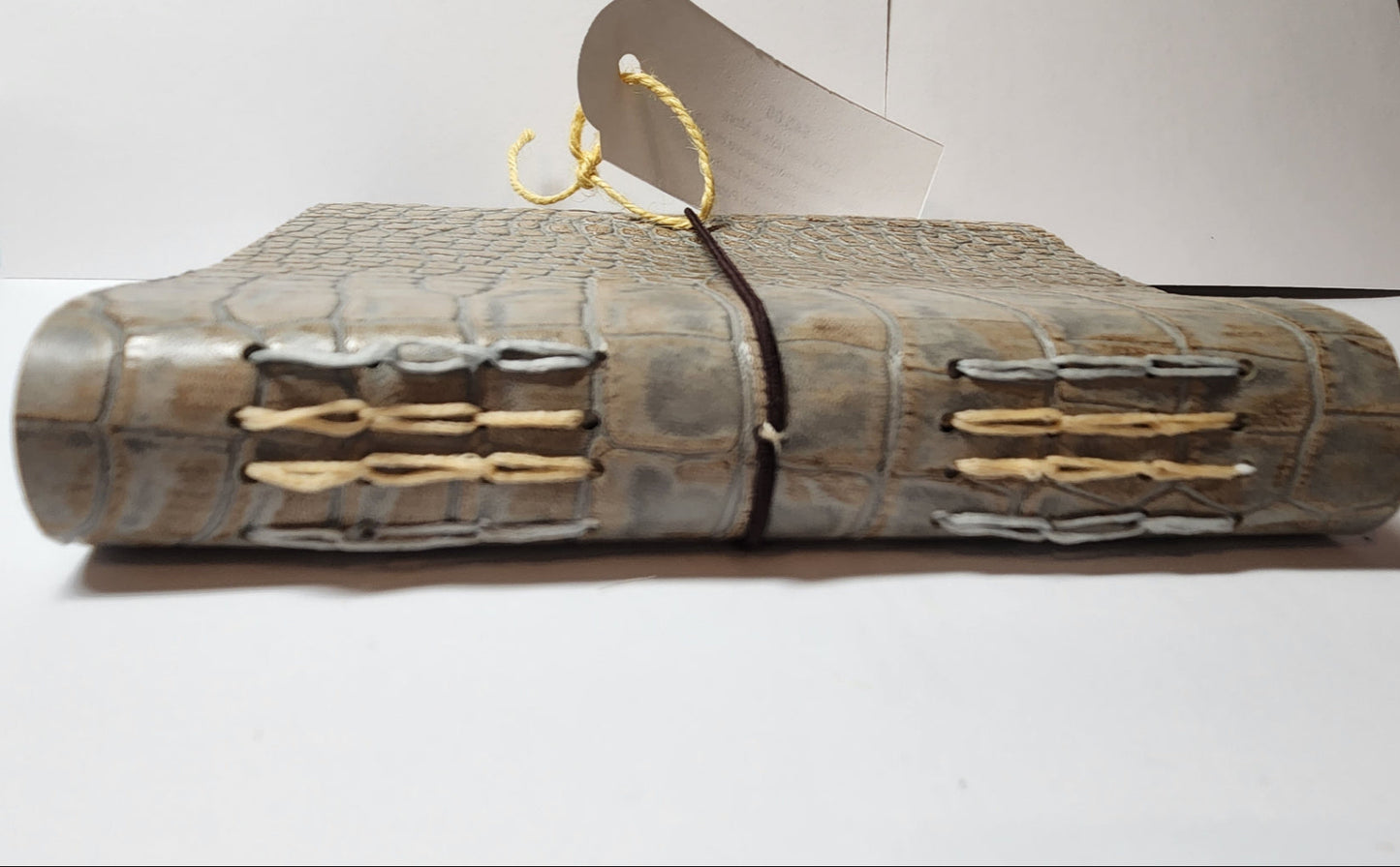 Gray & Brown Alligator Embossed Leather Journal