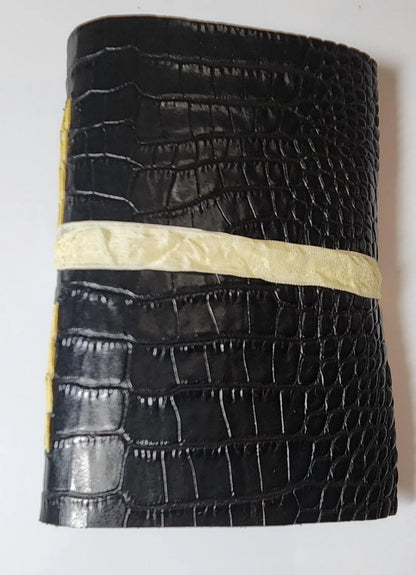 Black Alligator Embossed Cowhide Leather Journal