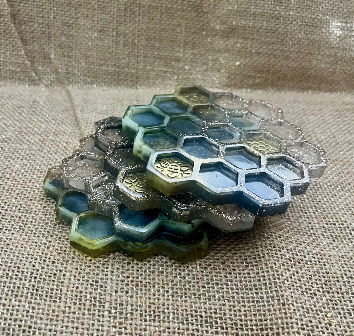 Honeycomb Textured Resin Coaster Set