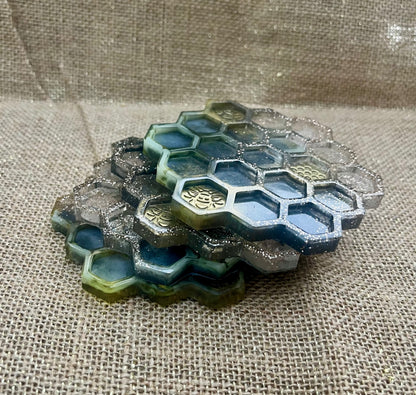 Honeycomb Textured Resin Coaster Set