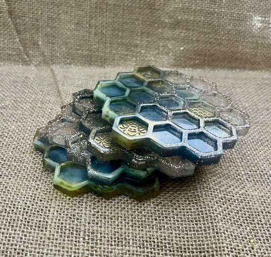 Honeycomb Textured Resin Coaster Set