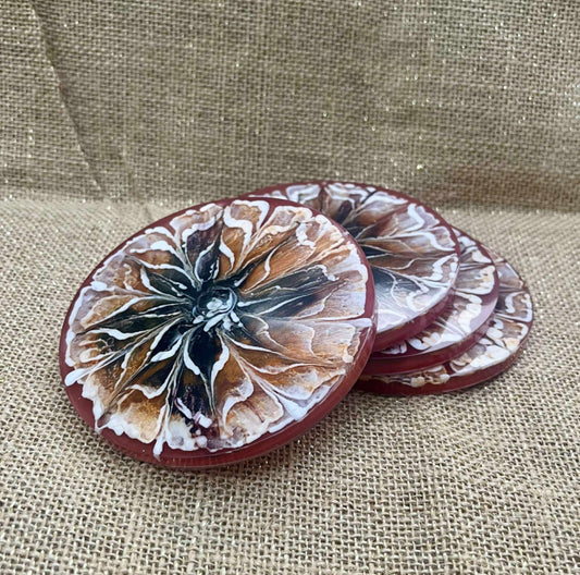 Starburst Bloom Resin Coaster Set