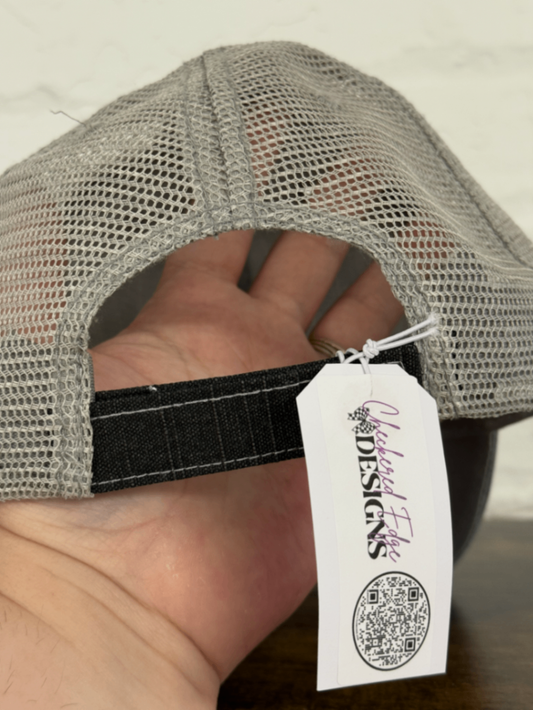 Distressed Gray "Football Mom" Leather Patch Hat