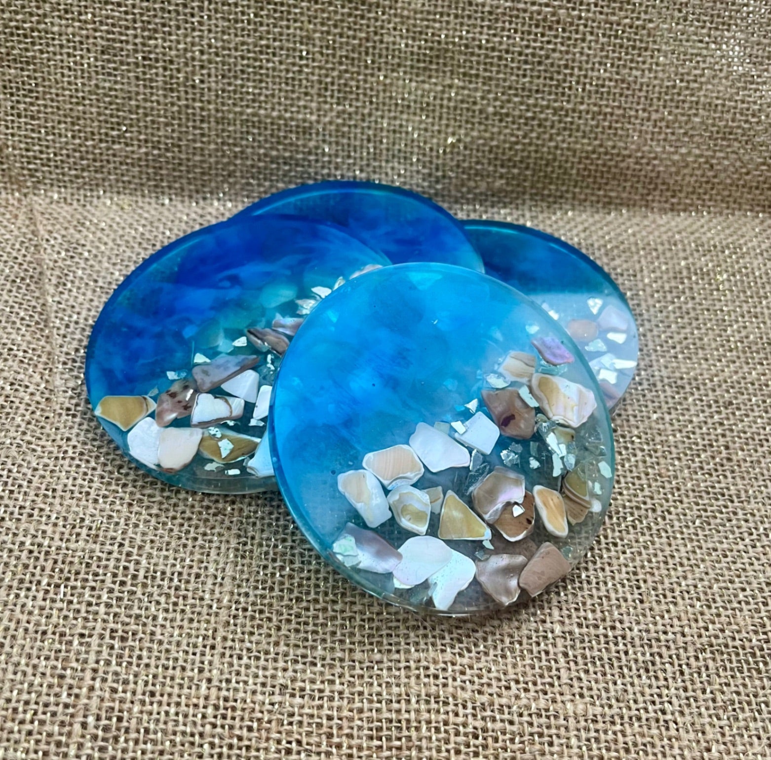Beach Vibes Ocean Inspired Resin Coaster Set 