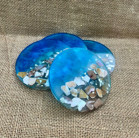 Beach Vibes Ocean Inspired Resin Coaster Set 