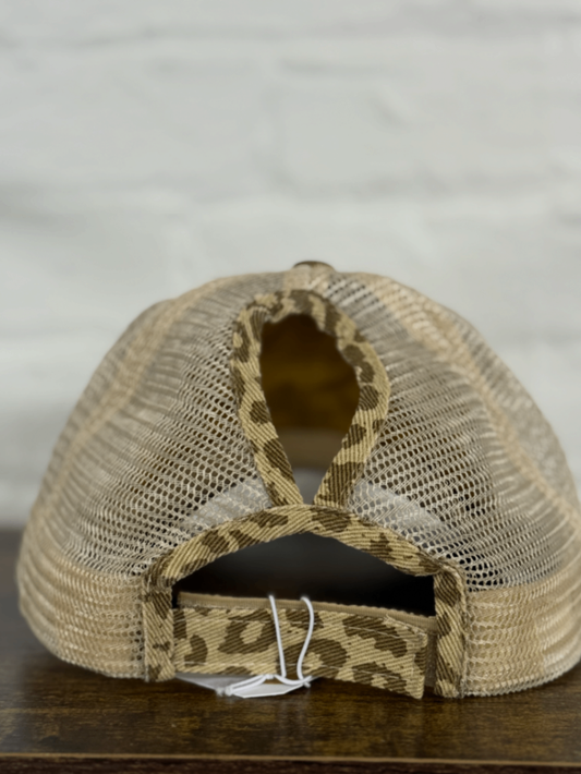 Cheetah Print “Mind Your Own Motherhood” Leather Patch Hat