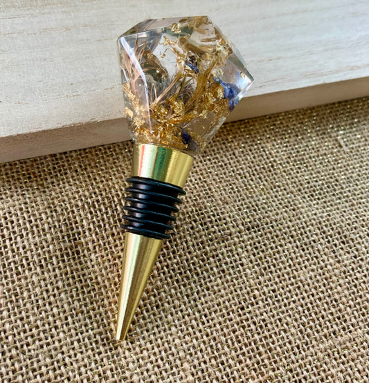 	Blue Meadow Sparkle Resin Bottle Stopper