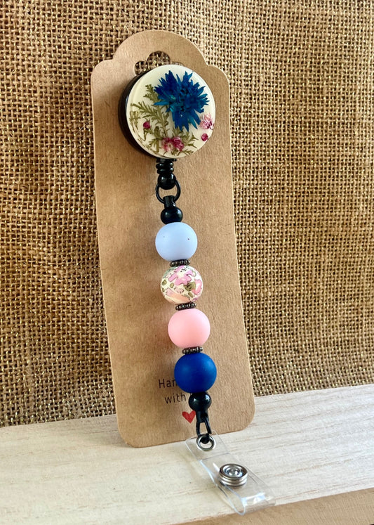 Bloom on the Job: Floral Resin Badge Reel with Silicone Beads