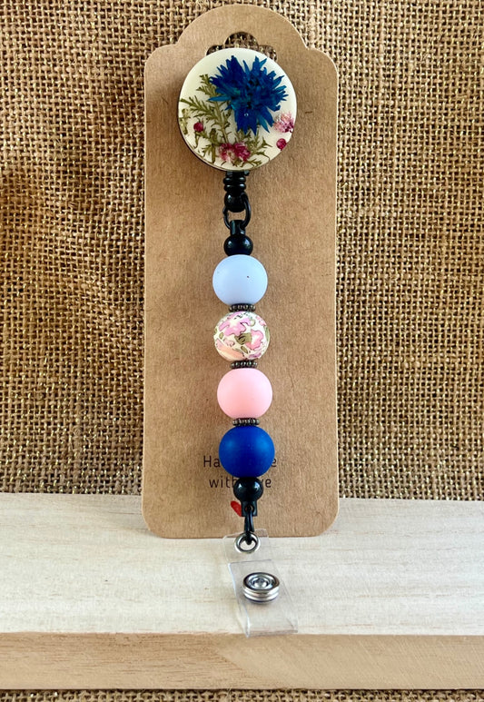 Bloom on the Job: Floral Resin Badge Reel with Silicone Beads