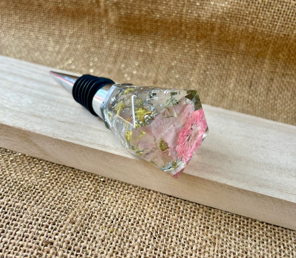 017 - Pink Petal Pop Resin Bottle Stopper