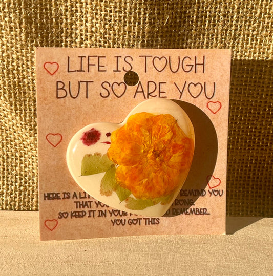 Autumn Bloom Floral Heart Resin Pocket Hug 