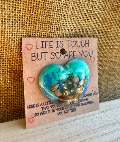 Waves of Love Beach Heart Resin Pocket Hug