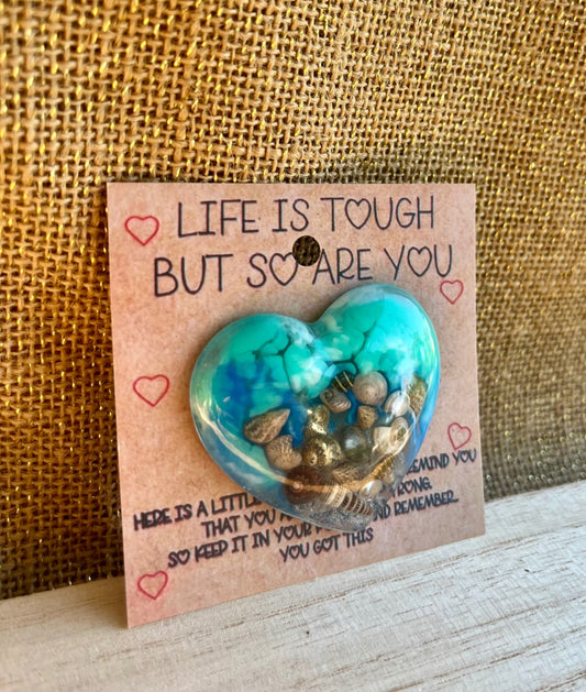 Waves of Love Beach Heart Resin Pocket Hug