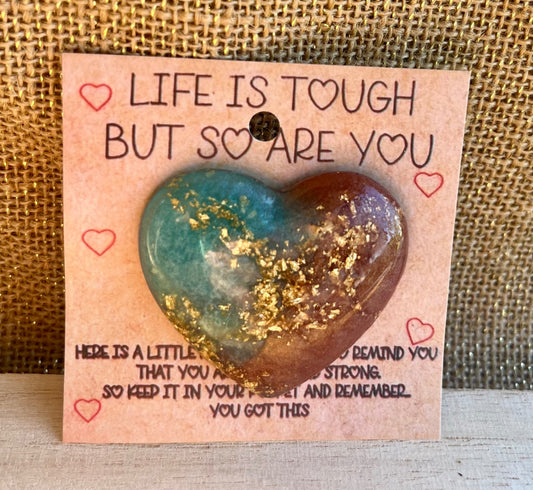 Breezy Bronze Floral Heart Resin Pocket Hug