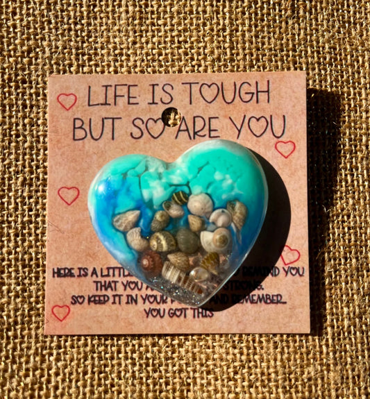 Waves of Love Beach Heart Resin Pocket Hug