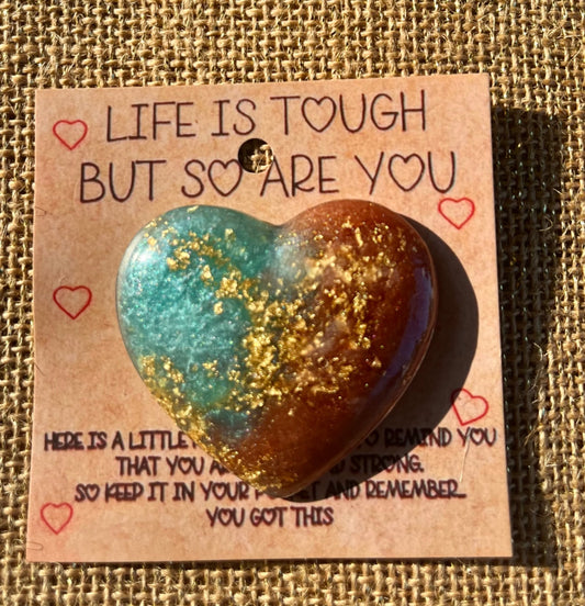Breezy Bronze Floral Heart Resin Pocket Hug