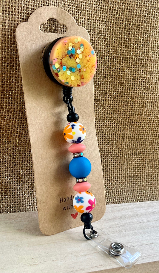 Color Pop Sparkle Resin Badge ID Reel