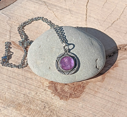 Lavender Sunburst Pendant Necklace