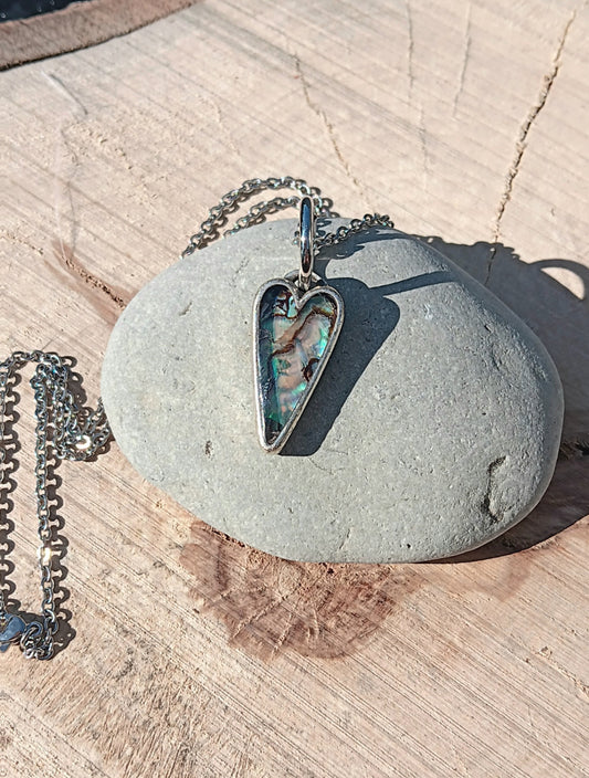 Abalone Heart Pendant Necklace