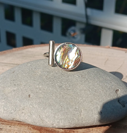 Modern Abalone Arc Ring