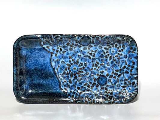 Handmade Blue Ceramic Small Rectangular Tray