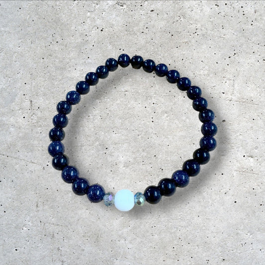 Deep Blue Shimmer Beaded Bracelet