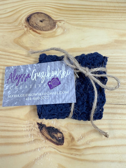 05 - Navy Blue Crochet Cotton Dish Cloth