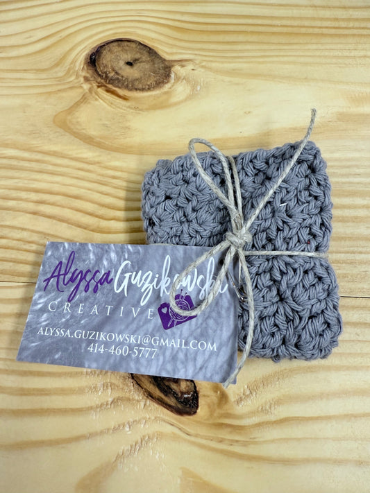 05 - Gray Crochet Cotton Dish Cloth