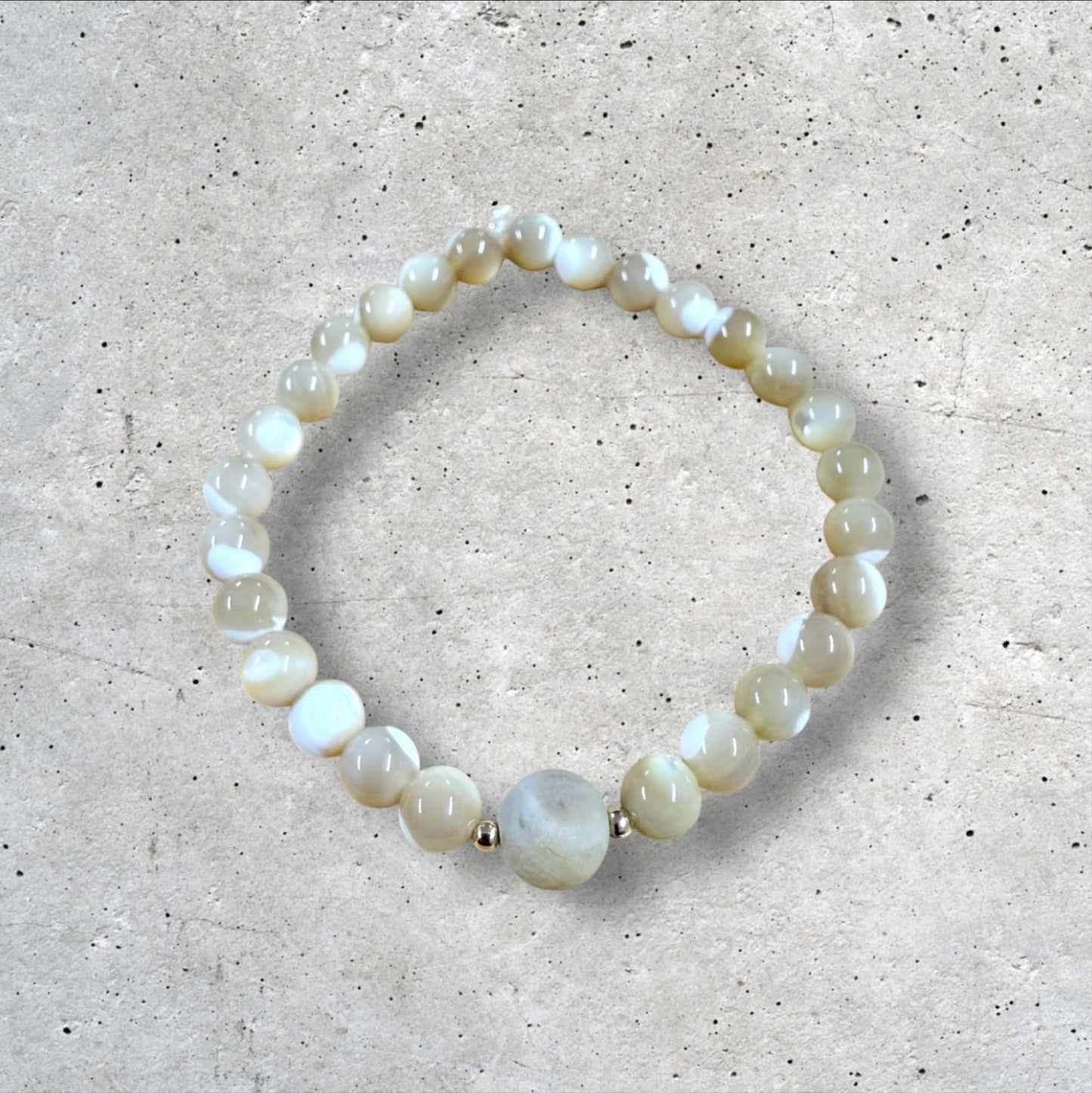 Cream and White Beaded Bracelet