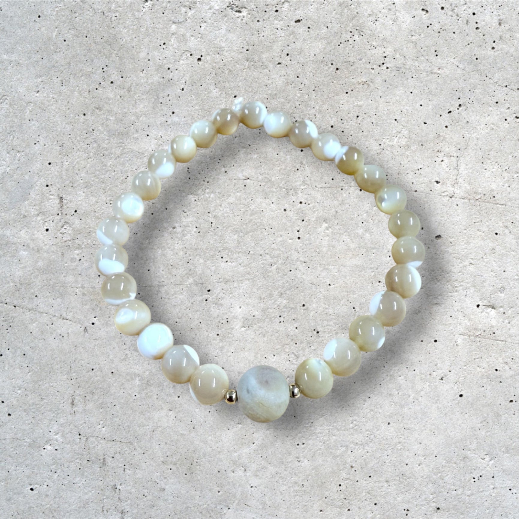 Cream and White Beaded Bracelet