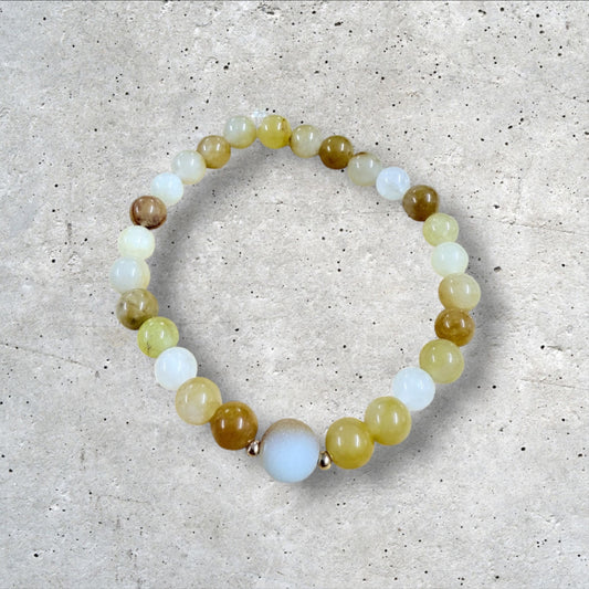 Yellow and White Mixed Beaded Bracelet