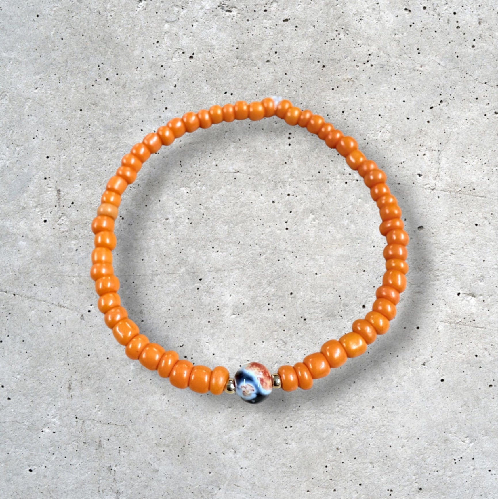 Orange Seed Bead Bracelet