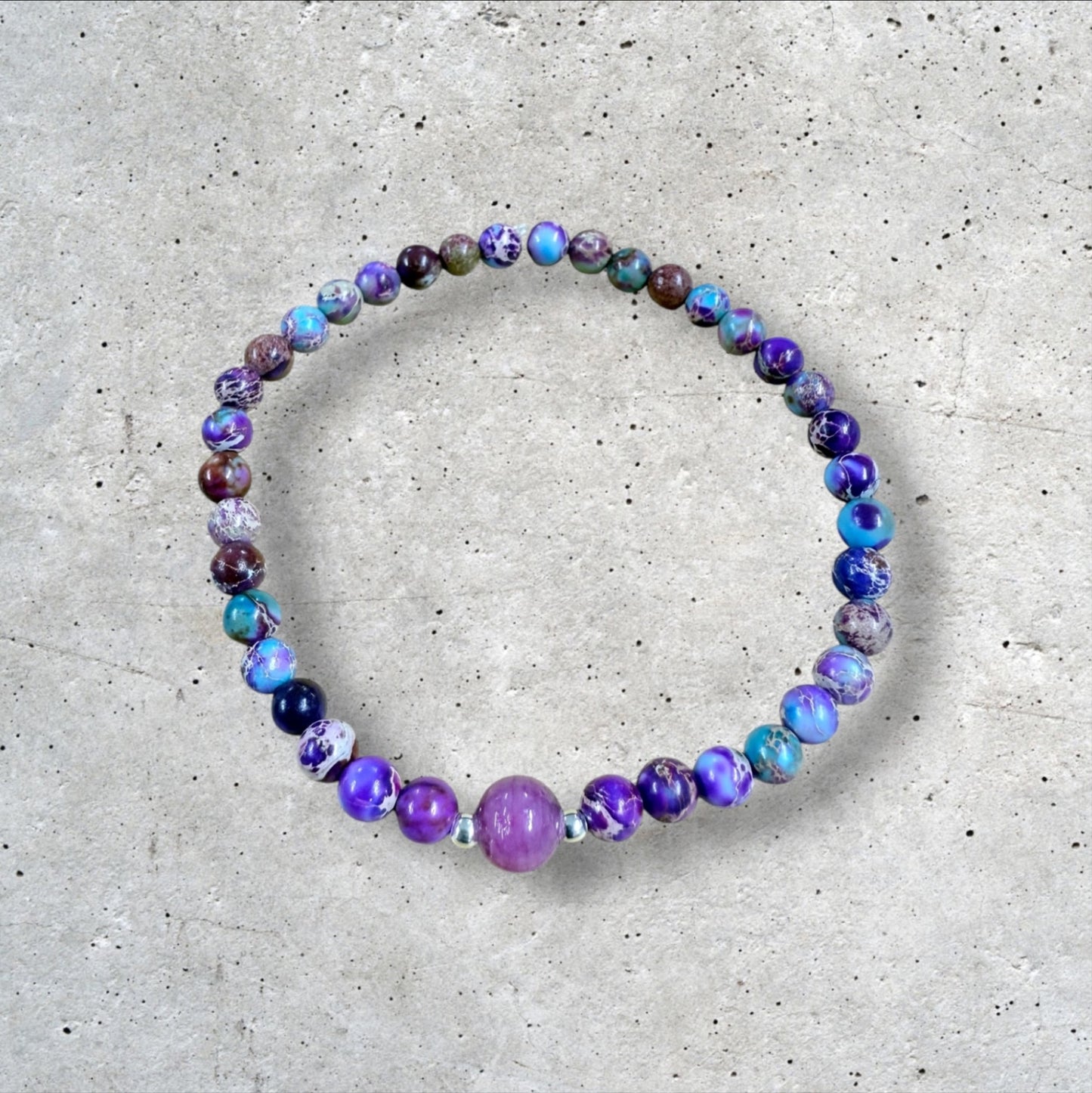 Purple Blue Turquoise Green Brown Stone Bead Bracelet