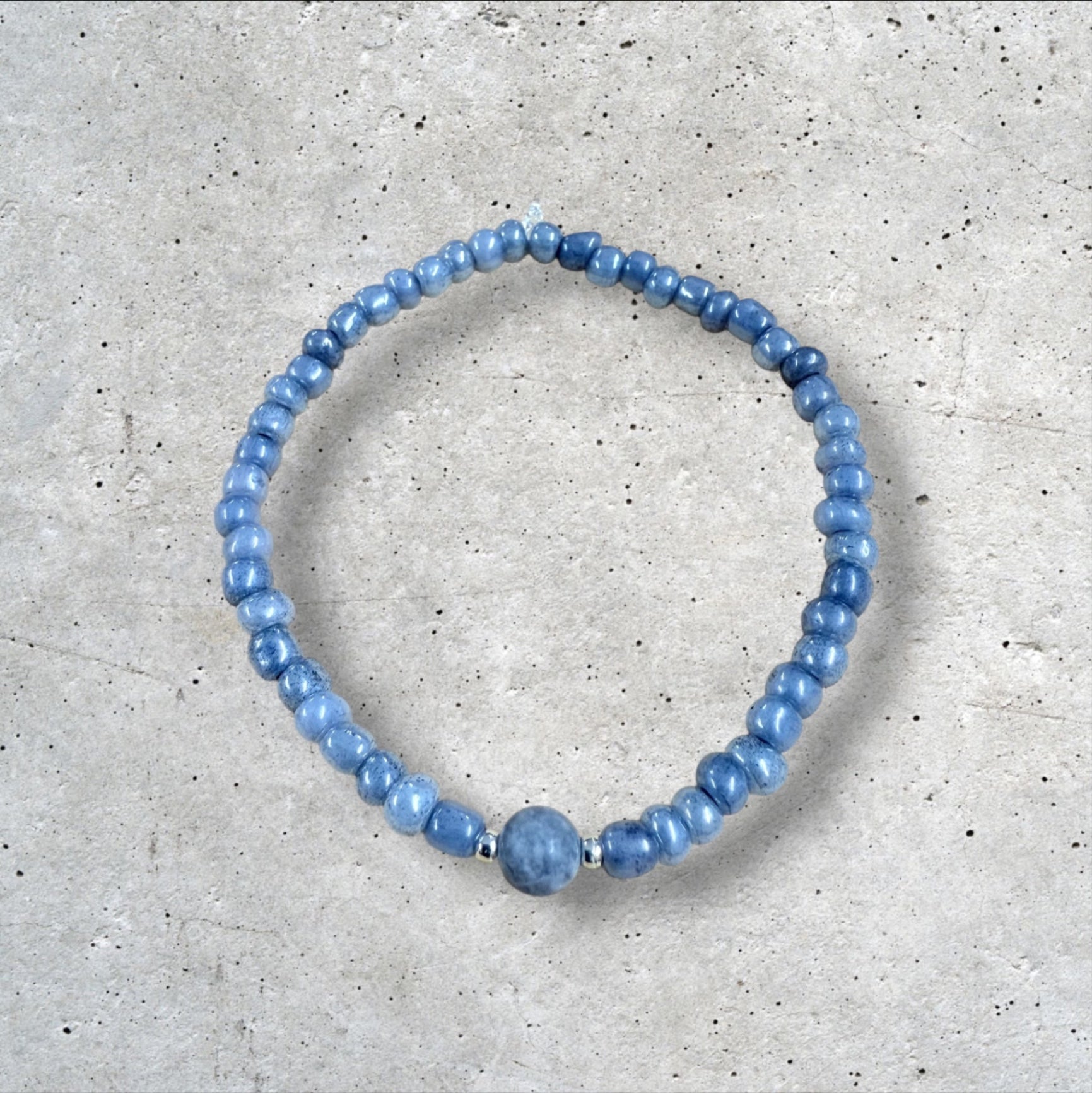 Gray Blue Seed Bead Bracelet