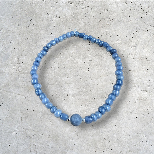 Gray Blue Seed Bead Bracelet